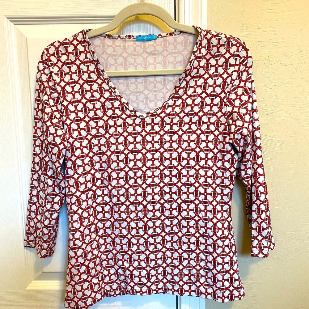 🔵 J. McLaughlin Signature V-neck Pullover Print Top